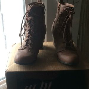 Brown combat booties
